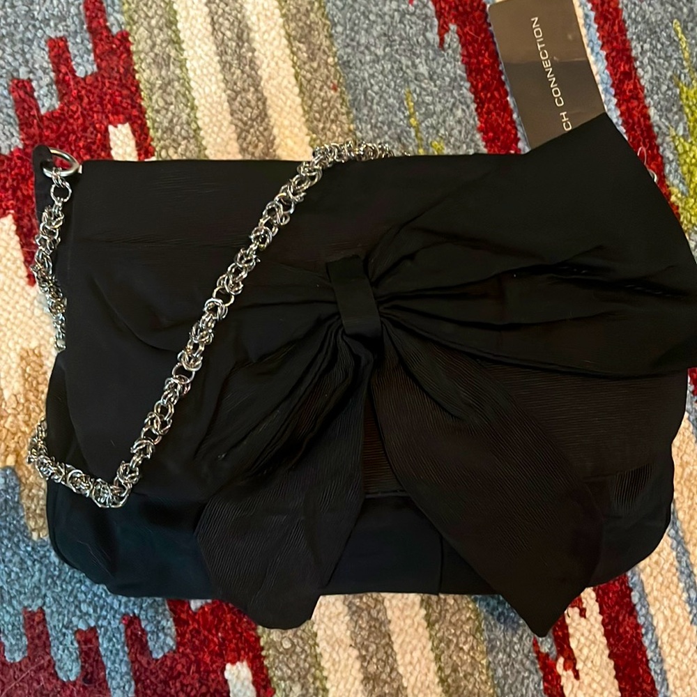 French Connection Satin ribbed Black Purse